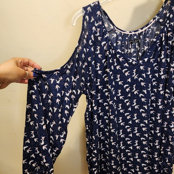 MAX JEANS Cold Shoulder Relaxed Fit Boho  Blouse size L - Picture 5 of 9